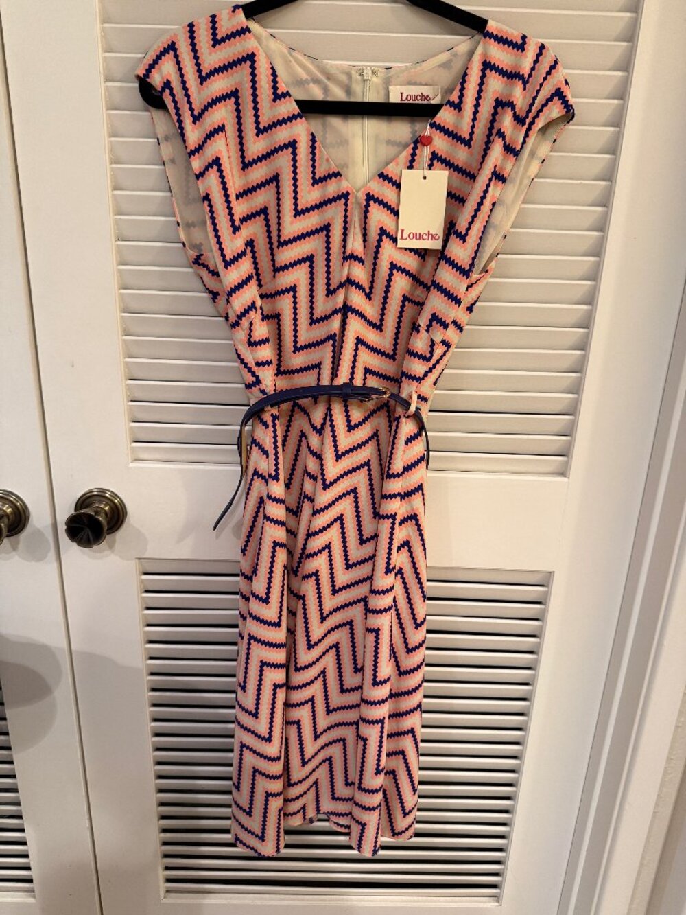 Louche Duchess Pixel Dress - Pink/White Size M (UK 12)